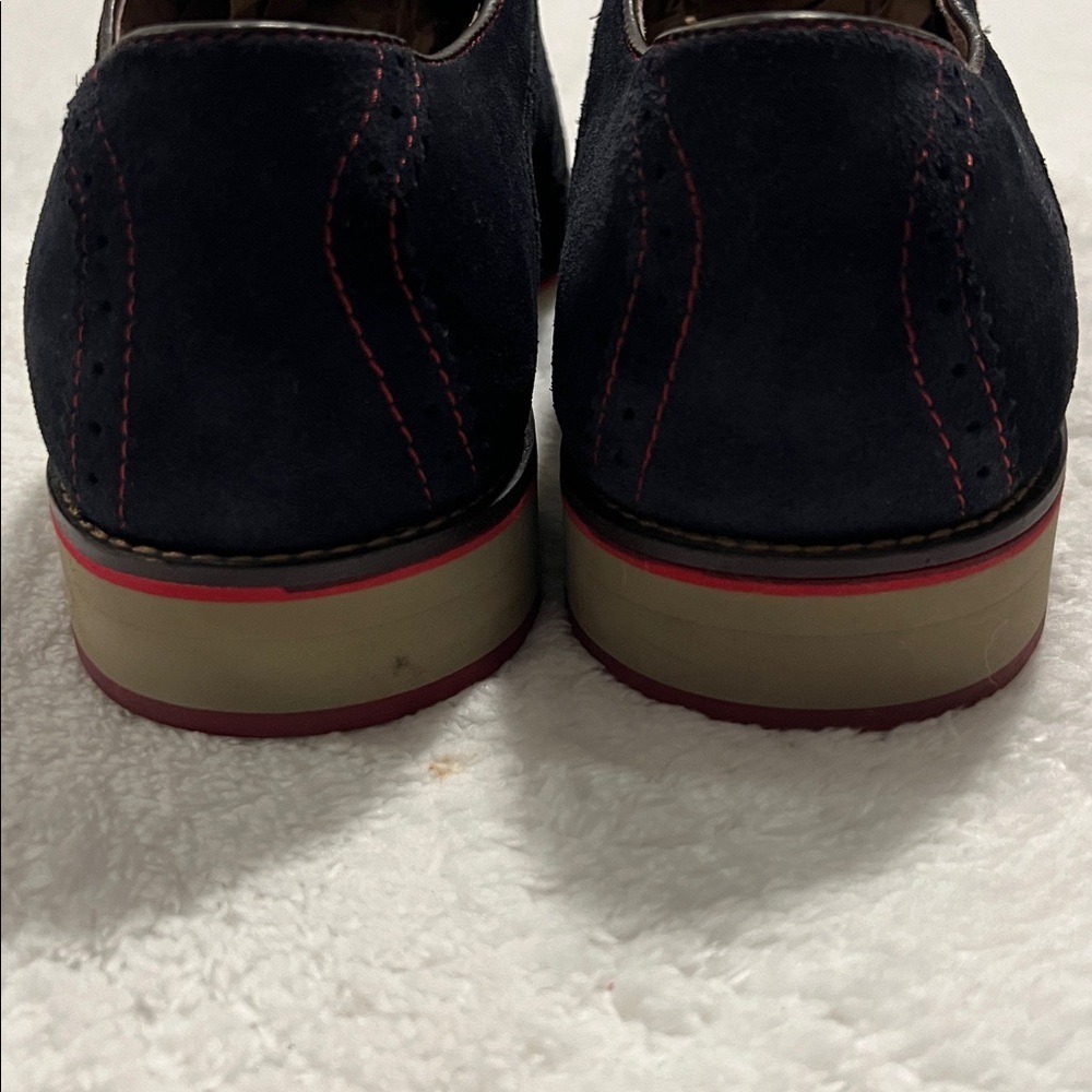 Johnston & Murphy Ellington Wingtip Oxfords Men's Size 12M Navy Blue Suede - Picture 5 of 9